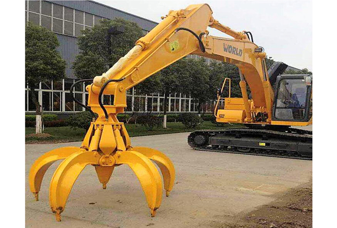 EXCAVATOR WITH GRABBER AND MOBILE SHEAR